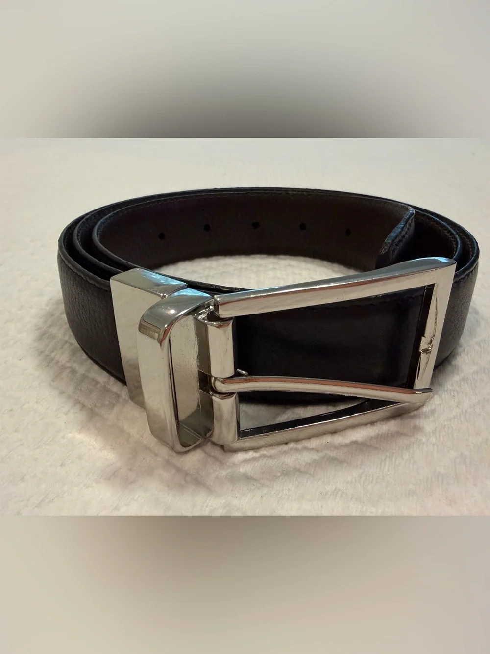 Nordstrom Black/Reversible Leather Belt with Silver Buckle